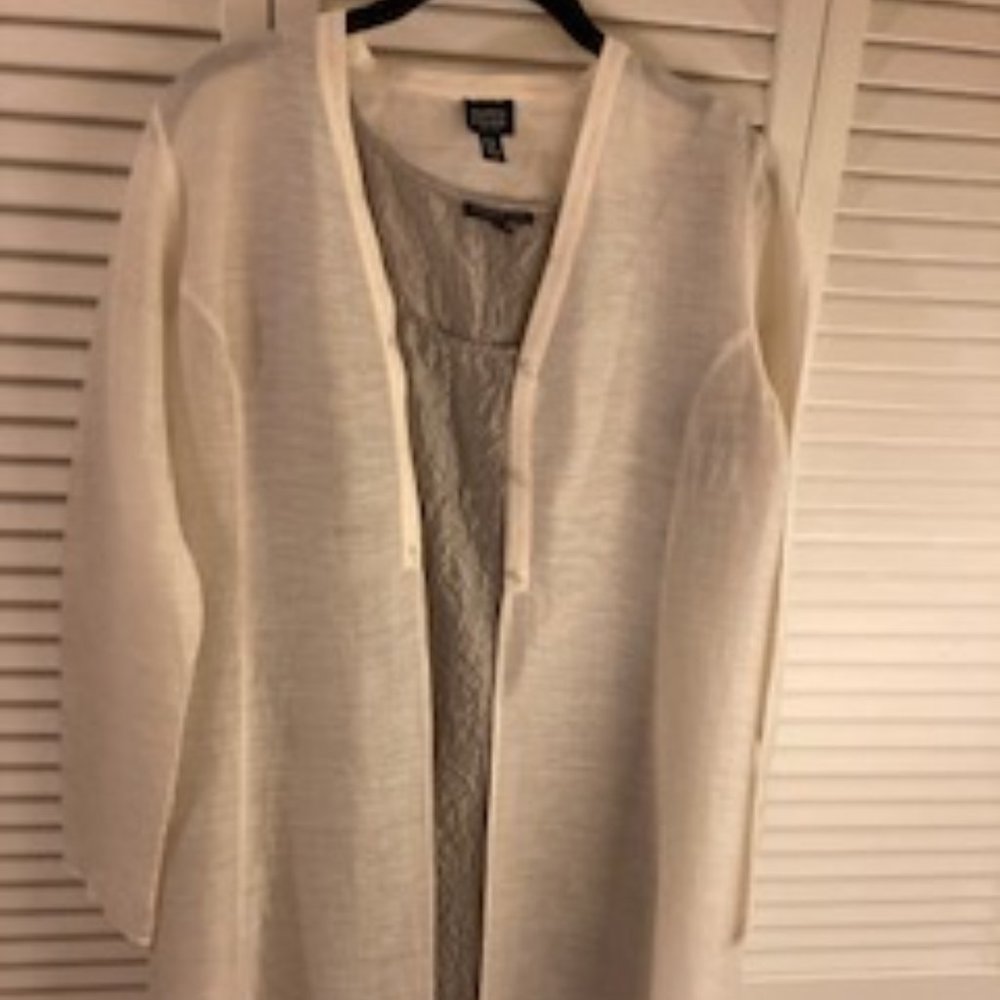 Eileen Fisher 100% silk tank sheath with gauzy cover-up